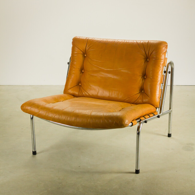 Set of Spectrum "Osaka and Kyoto" lounge chair in chromium and leather, Martin VISSER - 1960s