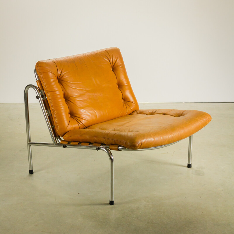 Set of Spectrum "Osaka and Kyoto" lounge chair in chromium and leather, Martin VISSER - 1960s