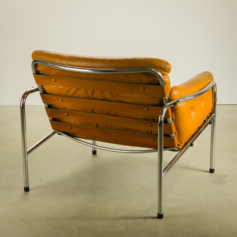 Set of Spectrum "Osaka and Kyoto" lounge chair in chromium and leather, Martin VISSER - 1960s