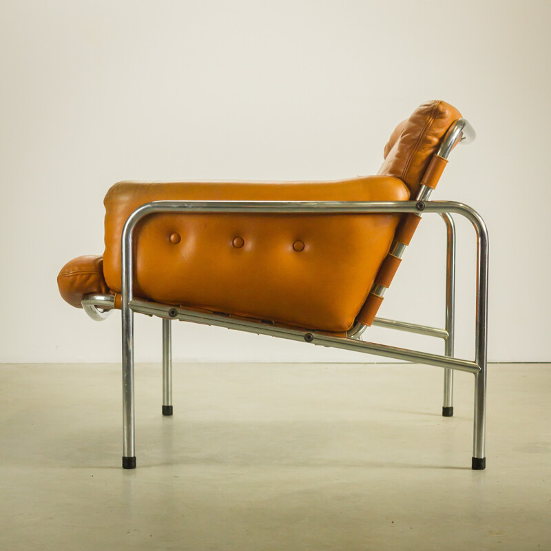 Set of Spectrum "Osaka and Kyoto" lounge chair in chromium and leather, Martin VISSER - 1960s