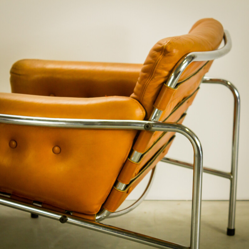 Set of Spectrum "Osaka and Kyoto" lounge chair in chromium and leather, Martin VISSER - 1960s