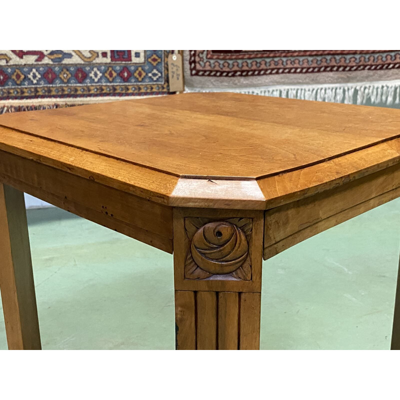 Vintage walnut Art Deco pedestal table