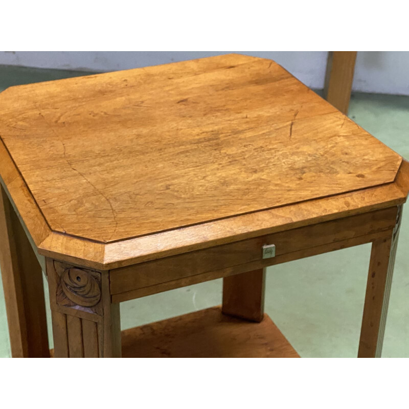 Vintage walnut Art Deco pedestal table