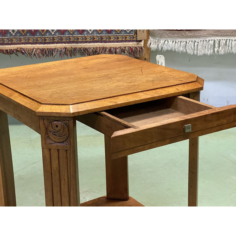 Vintage walnut Art Deco pedestal table