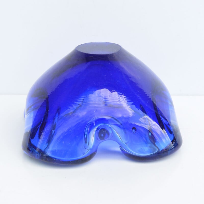 Cobalt glass ashtray, Murano, Italy, 1970s