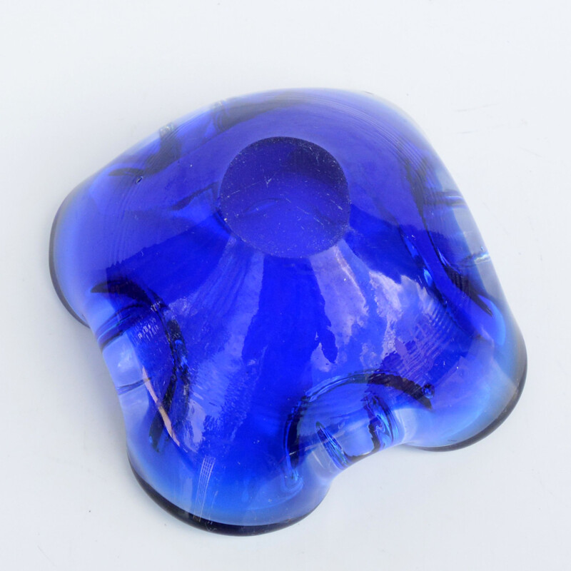 Cobalt glass ashtray, Murano, Italy, 1970s