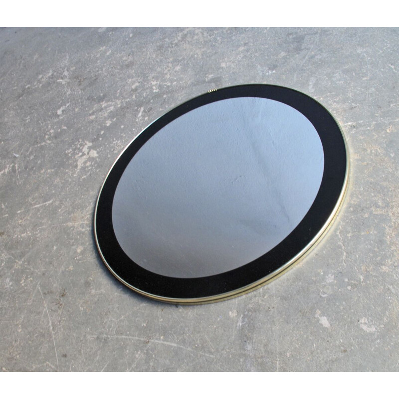 Vintage round mirror with black frame 1960s