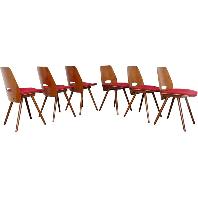 Conjunto de 6 cadeiras vintage por Frantisek Jirak, checo 1960