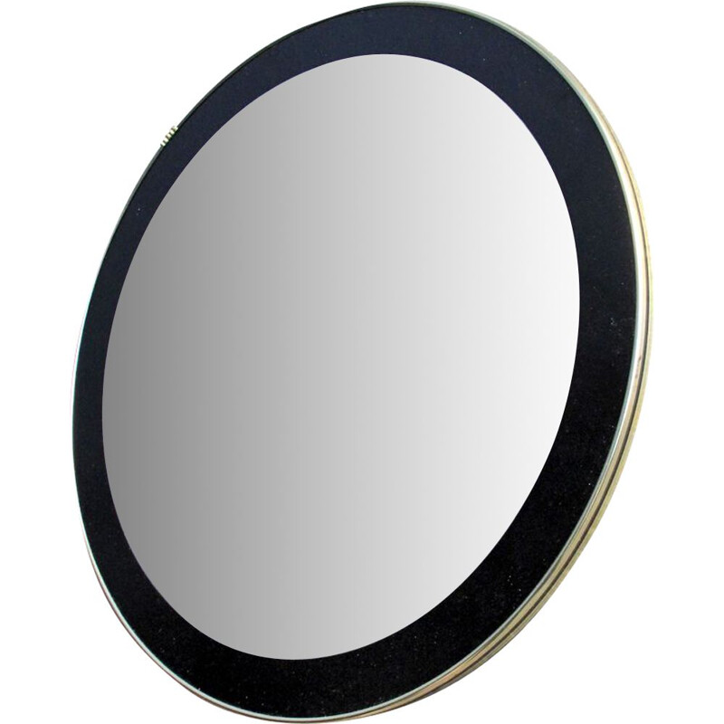 Vintage round mirror with black frame 1960s