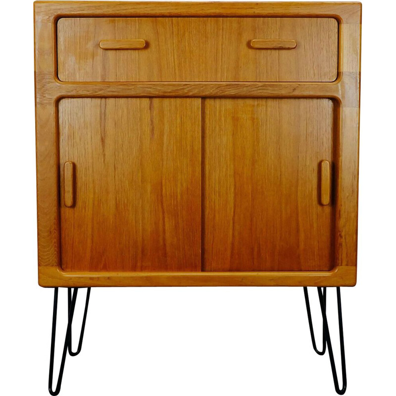 Vintage teak Dresser chest of drawers dyrlund black hairpin legs danish 1970s