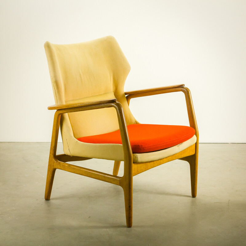 Bovenkamp "Edith" armchair in yellow fabric, Aksel BENDER MADSEN - 1950s