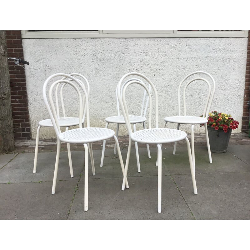 Lot de 5 chaises de jardin en métal 1980 