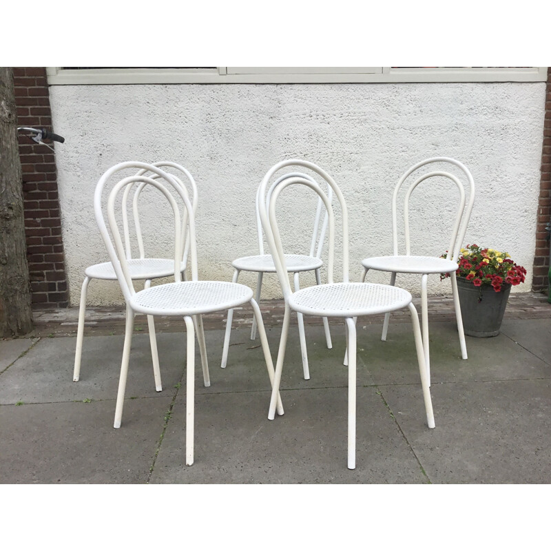 Set of 5 Garden chairs metal 1980 