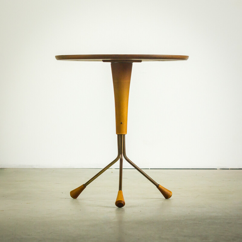 Table d'appoint Alberts Tibro en teck et laiton, Albert LARSSON - 1950