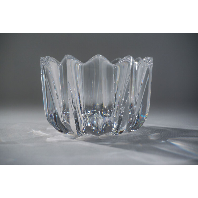 Vintage Orrefors crystal bowl Flower de Jan Johansson, Suécia 1980