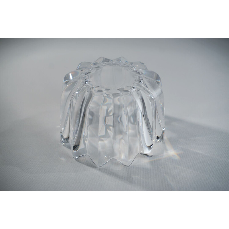 Vintage Orrefors crystal bowl Flower by Jan Johansson, Sweden 1980