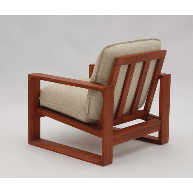 Set of 2 wooden lounge chairs - 1970s