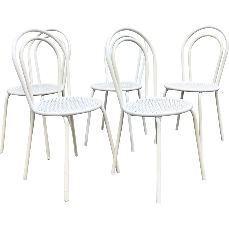 Lot de 5 chaises de jardin en métal 1980 