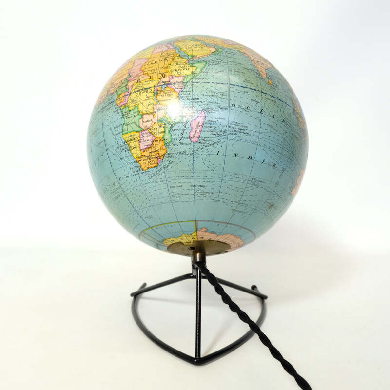 Globe terrestre vintage Mappemonde lumineuse, Girard et Barrère, 1960