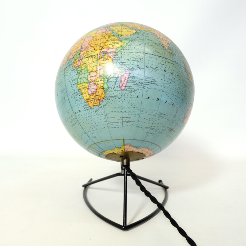 Vintage globe Luminous world map, Girard and Barrère, 1960