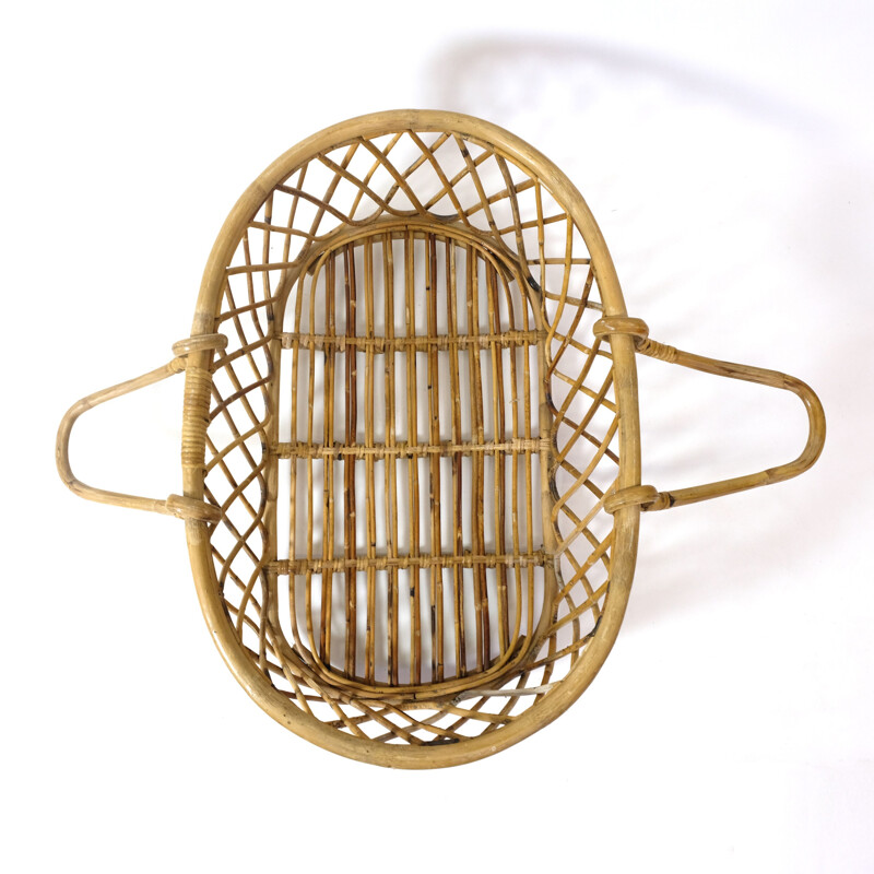 Vintage rattan bassinet 1960