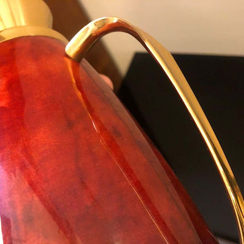 Mid-Century Red Goatskin and Brass Thermos Carafe, 1960