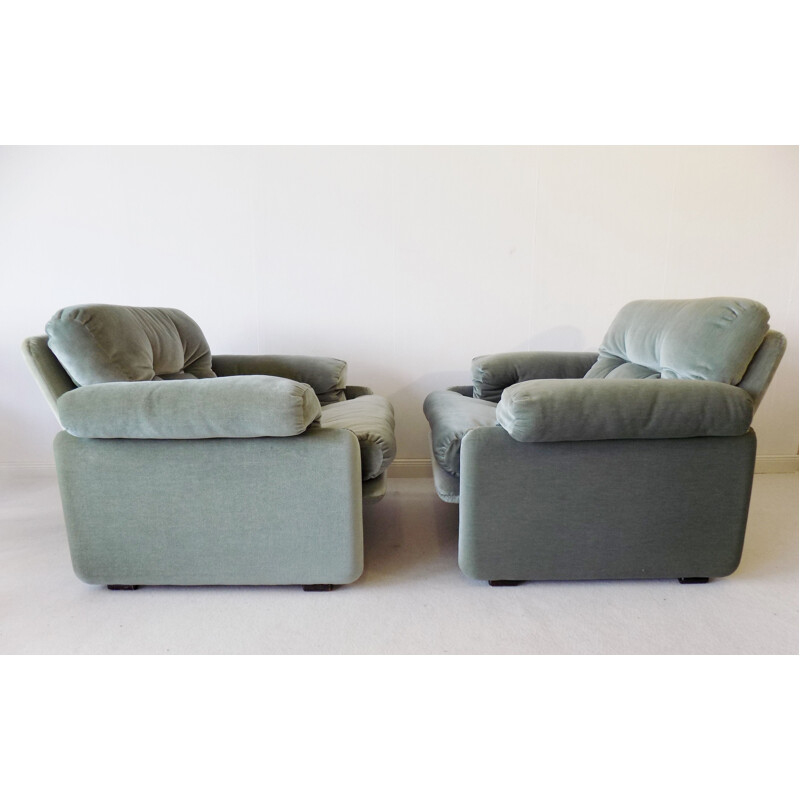 Paire de fauteuils Coronado  vintage vert glace de Afra et Tobia Scarpa pour C et B Italia