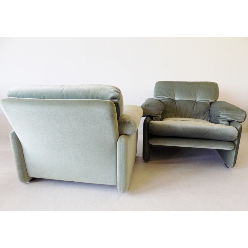 Pair of Coronado vintage icegreen armchairs by Afra and Tobia Scarpa for C and B Italia