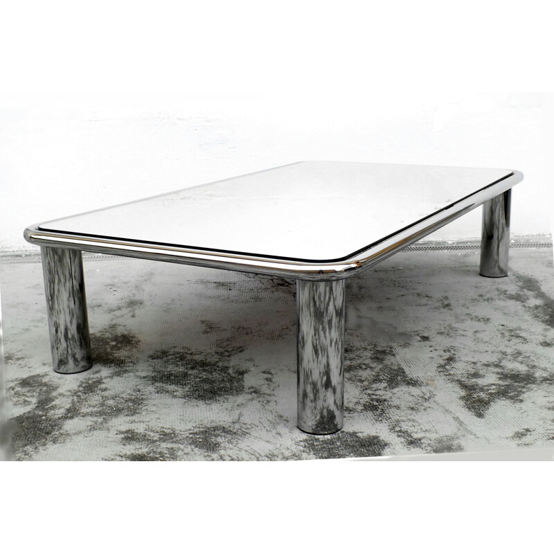 Vintage coffee table with mirror 621 by Cassina for Gianfranco Frattini, Italy 1970