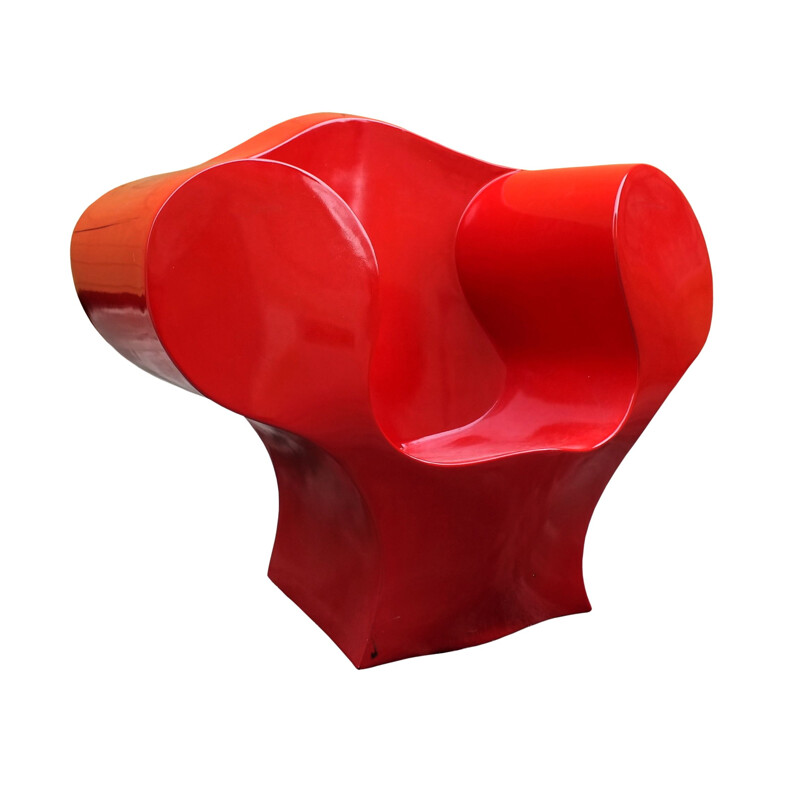 Big vintage easy armchair red by Moroso Ron for Arad Italy 1990