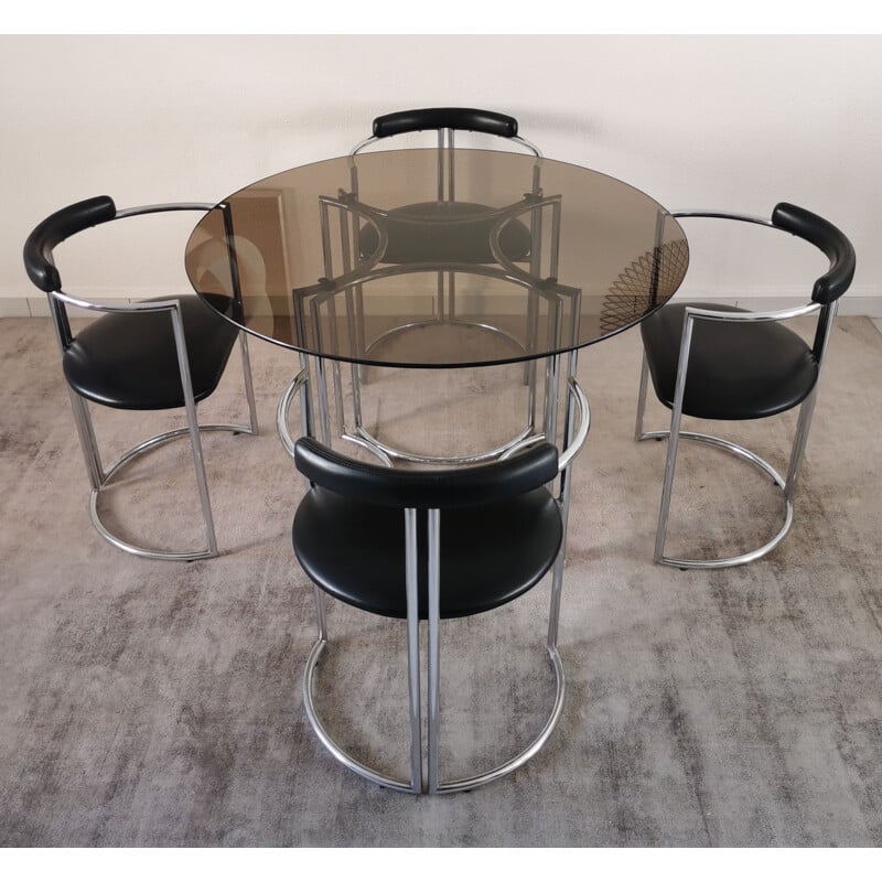 Vintage Chrome Metal Dining Room Set 1970's