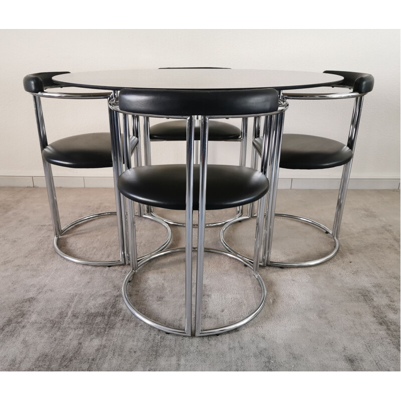 Vintage Chrome Metal Dining Room Set 1970's