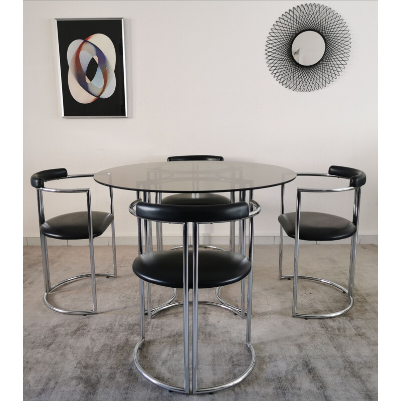 Vintage Chrome Metal Dining Room Set 1970's