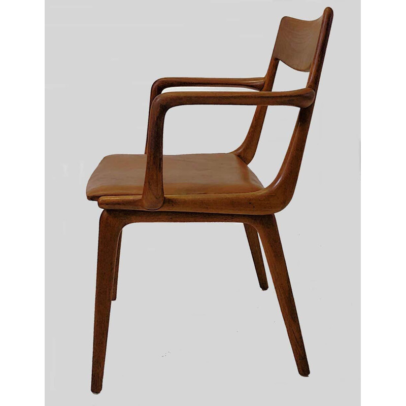 Vintage teak Boomerang armchair by Danish Alfred Christensen 1950