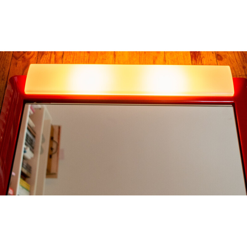 Vintage mirror cabinet Allibert red plastic 1970