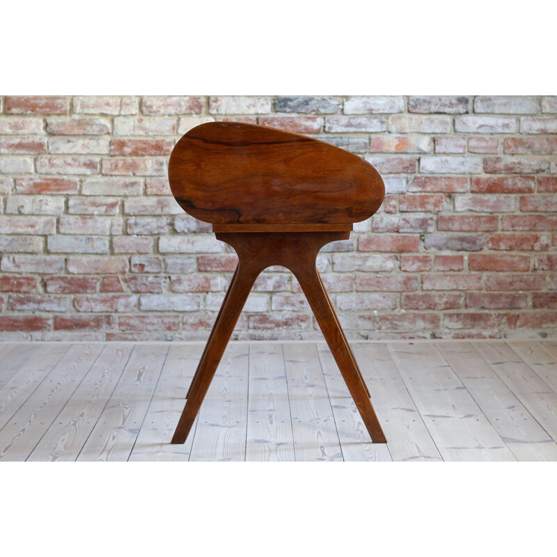 Mid-Century Desk with Roll-Top, Walnut Veneer, 1950s