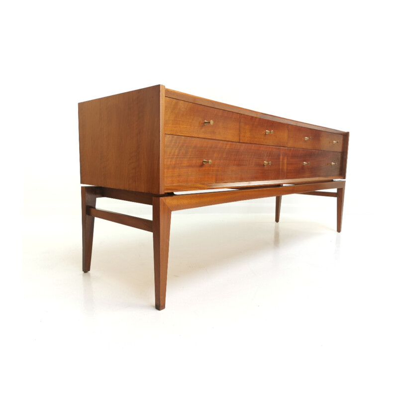 Mid Century French Walnut Sideboard Chest of Drawers by John Herbert, 1960s