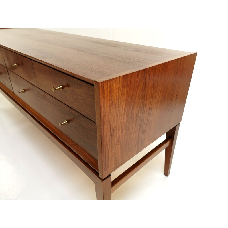 Mid Century French Walnut Sideboard Chest of Drawers by John Herbert, 1960s