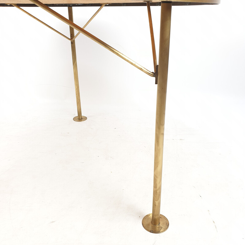 Vintage mosaic and brass coffee table by Berthold Müller, 1950