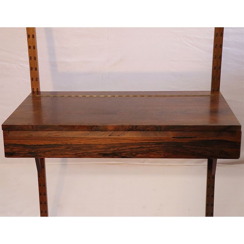 Vintage desk and shelving system rosewood scandinavian 1960