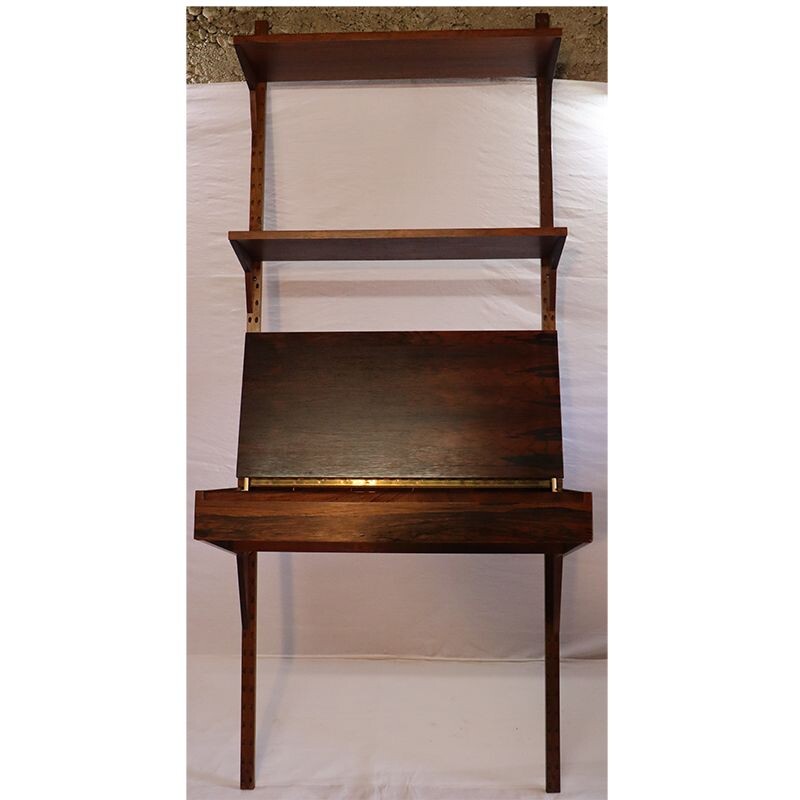 Vintage desk and shelving system rosewood scandinavian 1960