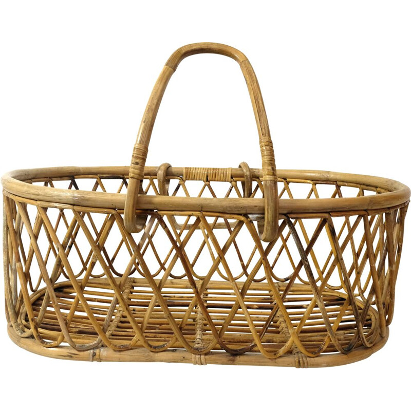 Vintage rattan bassinet 1960