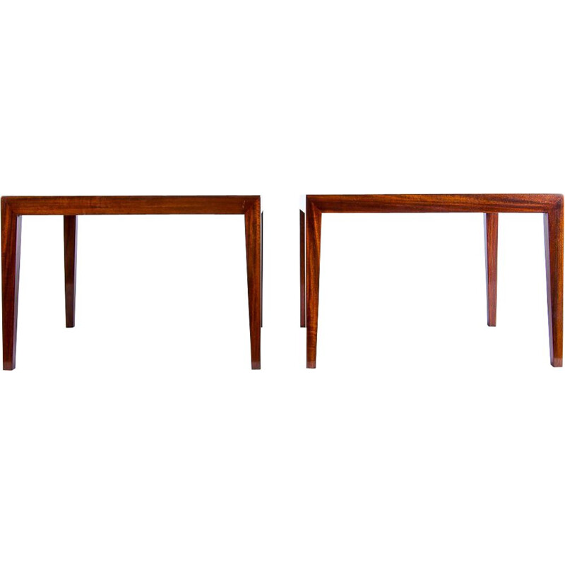 Pair of vintage Severin rosewood coffee tables by Hansen for Haslev, Denmark 1960