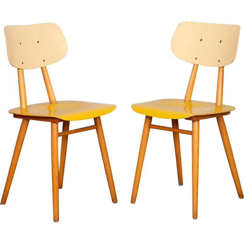 Pair of vintage chairs by Ton, 1960