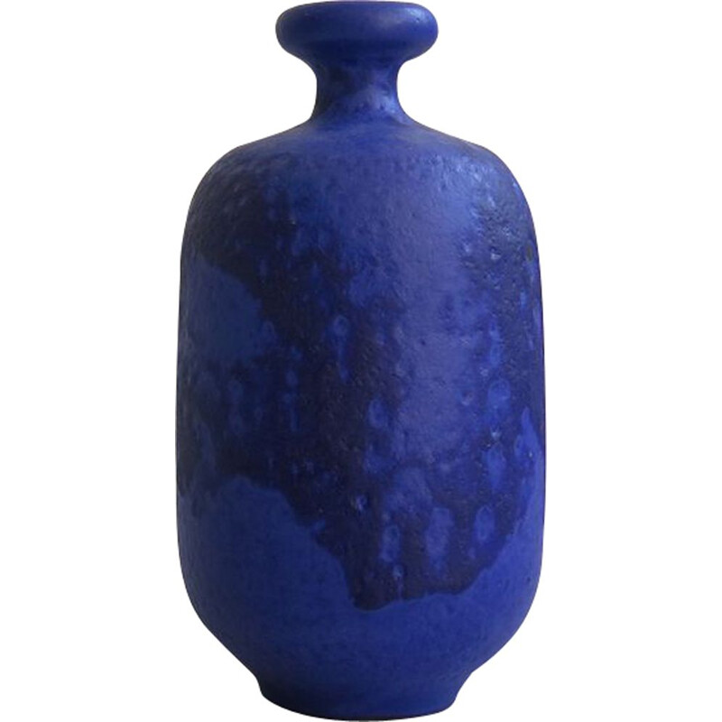 Vase Vintage en céramique indigo, 1950