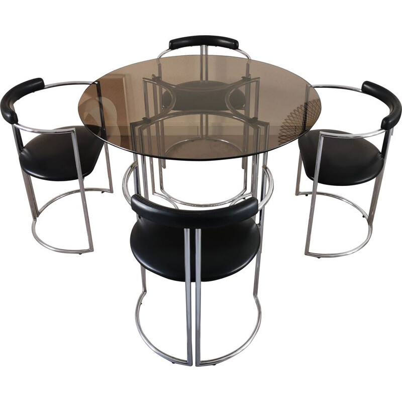 Vintage Chrome Metal Dining Room Set 1970's