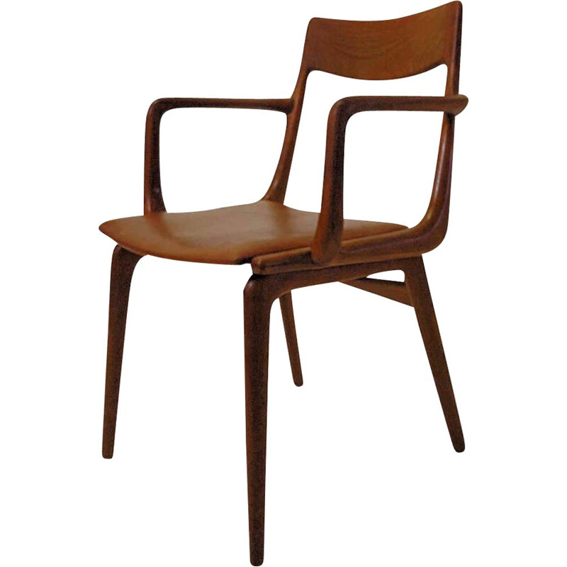 Vintage teak Boomerang armchair by Danish Alfred Christensen 1950