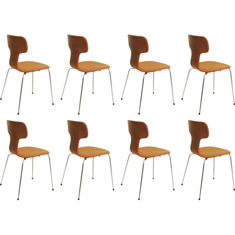 Conjunto de 8 cadeiras Arne Jacobsen em T vintage ou cadeiras de martelo dos anos 60