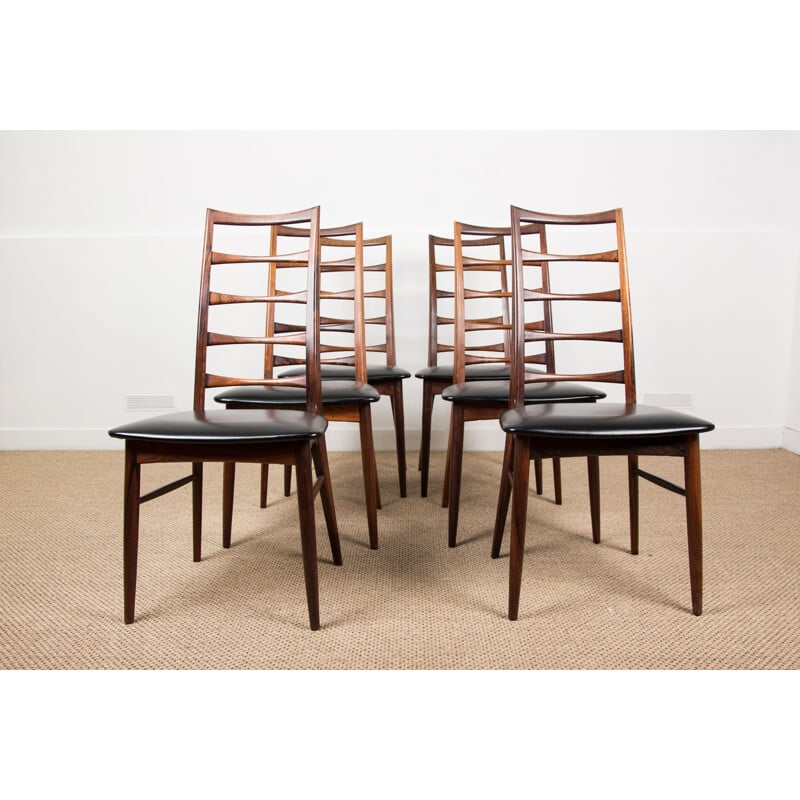 Série de 6 chaises vintage en palissandre de Rio, modèle Liz de Niels Koefoed Danoises