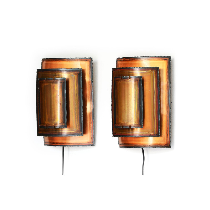 Pair of Vintage Copper wall lights by Werner Schou for Coronell Elektro Denmark 1960